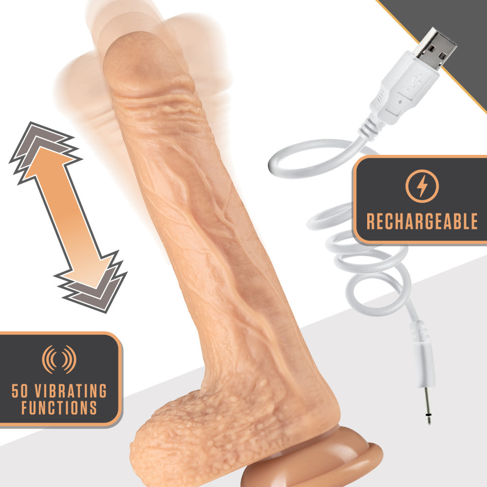 Blush Dr. Skin 7.75-Inch Thrusting & Vibrating Realistic Dildo with Suction Cup Base-3